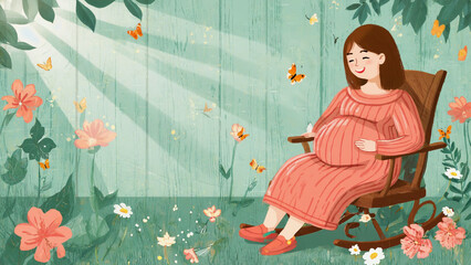 Pregnant woman, future mom, concept illustration in cute cartoon style. Healthcare, pregnancy. Flat illustration isolated on white.