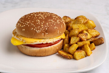  fried egg cheese and tomato breakfast sandwich