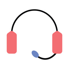 Headset with microphone icon vector illustration,Customer support or call center symbol in flat design