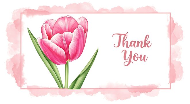 Elegant Pink Tulip Thank You Card Design.