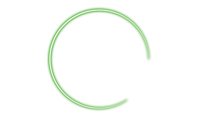 Glowing Neon Light Green Circular Frame with Transparent Background