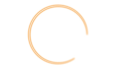 Glowing Neon Orange Circular Ring Frame with Transparent Background
