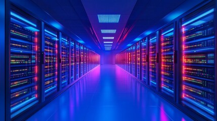 A futuristic server room with bright lighting and modern data processing racks, useful for articles on technology, innovation, and digital infrastructure.