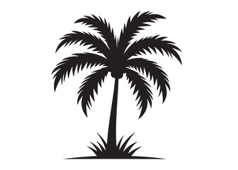 coconut tree logo silhouette vector, tropical palm tree silhouette vector logo design, palm tree summer logo vector illustration, palm tree summer logo silhouettes vector on white background