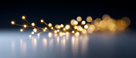 Obraz premium Twinkling golden holiday lights garland sparkling at midnight party creating a joyful mood in a festive environment