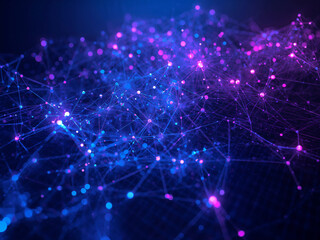 Obraz premium Glowing Blue and Purple Network of Connected Data Points and Lines abstract background