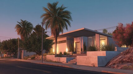 Obraz premium Modern house exterior dusk