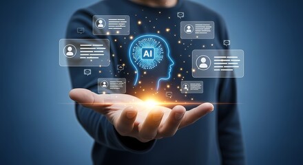 AI Technology Human Hand Digital Illustration Concept