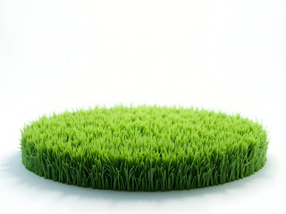 Green Grass Round Platform Product Display on White Backdrop