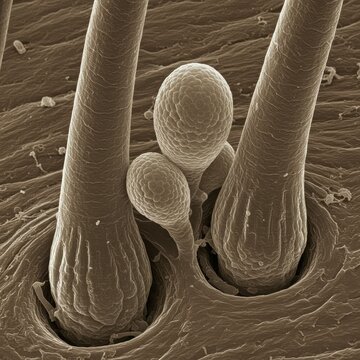 Detailed Scanning Electron Micrograph of Skin and Hair

