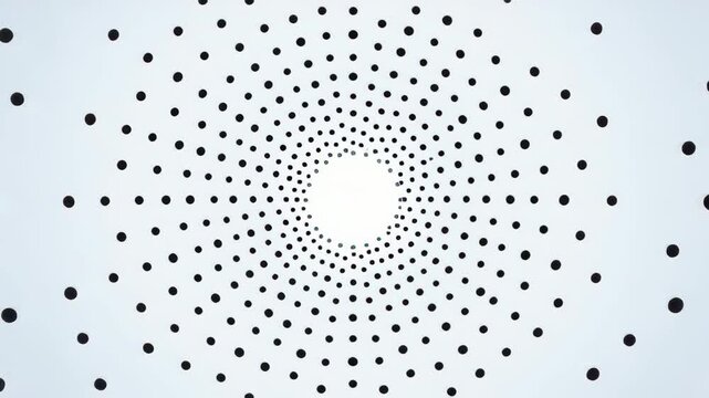 Black dots arranged in circular pattern create abstract target with hypnotic pattern and balanced visual alignment for business focus and strategy