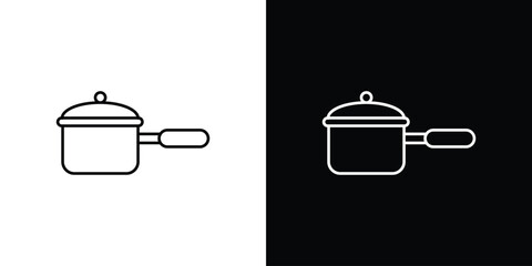 Sauce pan icons. simple, stroke, black icons
