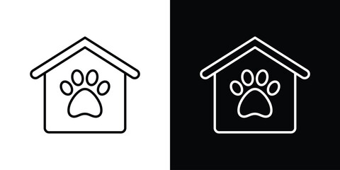 Pet shelter icons. simple, stroke, black icons