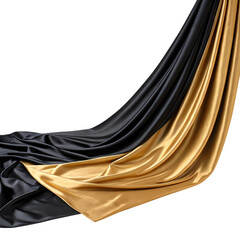 Elegant Black and Gold Fabric Drape: Luxurious Textile Texture for Design Projects