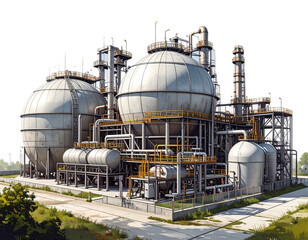 Obraz premium Angled Perspective of a Biogas Plant Miniature Model, 3D Illustration