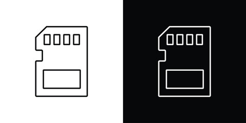 Memory card icons. simple, stroke, black icons