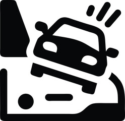 Car crash icon. Car accident on slippery road. Vector icon design with transparent background