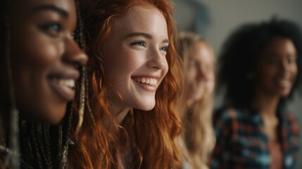 Fototapeta premium Happy Young Women Friends Smiling and Laughing Together