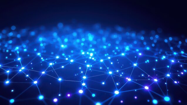 Stunning blue network visualization showcasing data connection and future technology advancement