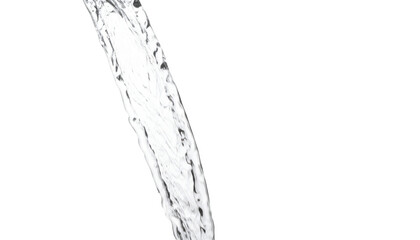 Clear Water Stream in Motion on White Background.