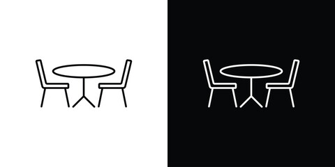 Dinner table icons. simple, stroke, black icons