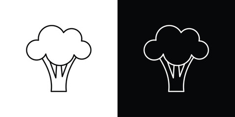 Broccoli icons. simple, stroke, black icons