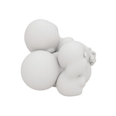 Abstract form of three rounded shapes against a black background.