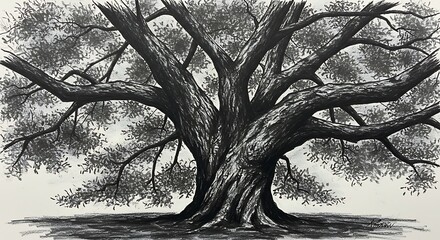 Naklejka premium Ancient Sentinel: Graphite Monochrome