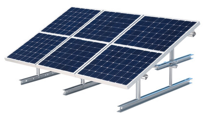 Solar panel array on metal mounting structure for renewable energy generation