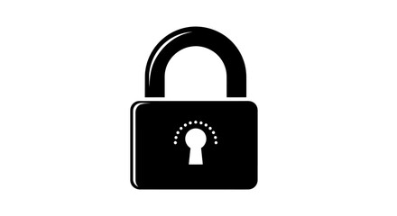 Black Padlock Icon with Keyhole and Security Symbol.