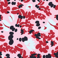 Colorful trendy seamless pattern with different abstract flowers. Vector background, design, print, textile, wrapping paper