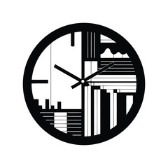 Wall Clock Symbol  Black and White Vector