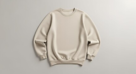Beige Sweatshirt Mockup on Neutral Background for Design Presentation.