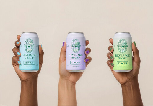 Soda Can Mockups with Gradient