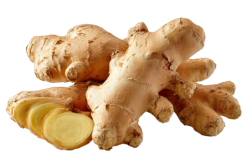 ginger root isolated on white background natural spice concept
