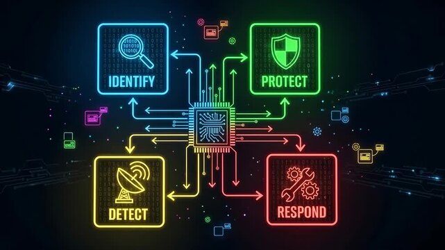 Cyber Security Incident Response Plan - A 4K cinematic illustration depicting a cyber incident response plan.