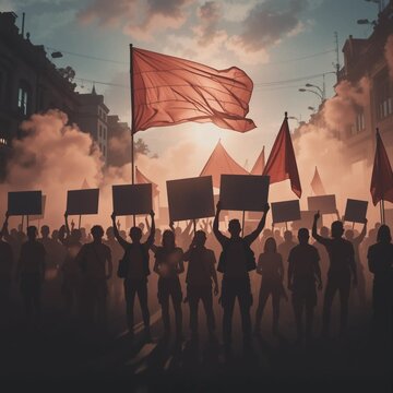 Peaceful demonstration concept with blank banner