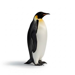 Fototapeta premium Two majestic king penguins standing isolated on a stark white background