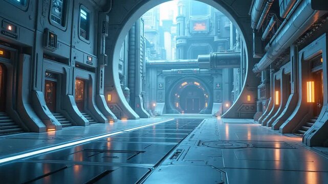 interior of futuristic internation space station