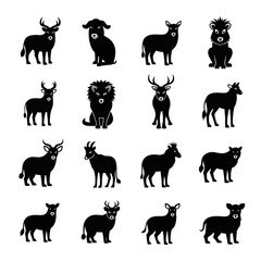 Silhouetted Animals: Collection of Black Vector Illustrations