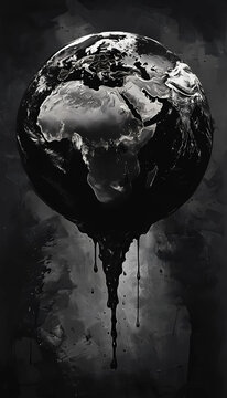 pianeta terra che gocciola acqua a terra simbolo della siccit&agrave; globale, planet earth dripping water on the ground symbol of global drought