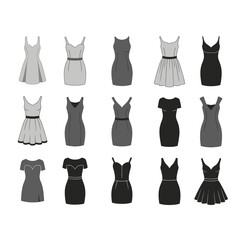 Collection of Stylish Women's Dresses:  Various Necklines and Silhouettes