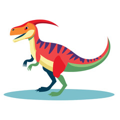 Fototapeta premium Colorful Parasaurolophus Dinosaur Standing Illustration Prehistoric Animal