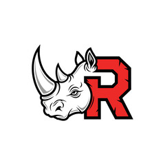 Rhino Head Logo Design with Letter R