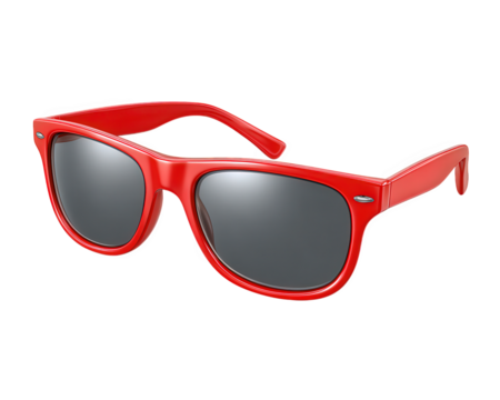 Red sunglasses eyewear fashion accessory plastic frame reflective lens stylish modern unisex summer isolated on transparency background