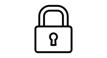 Simple Black and White Outline of a Padlock Icon.