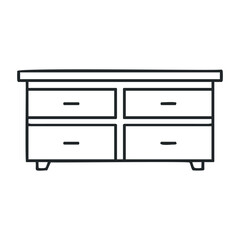 Stylish modern drawer cabinet home interior furniture design minimalist aesthetic top view contemporary living. Outline vector illustration