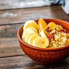 Oatmeal bowl with fruit and nuts