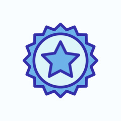 Award Badge Icon Featuring Star And Circular Design in Blue Shades