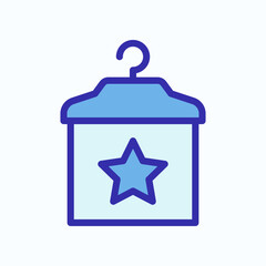 Blue Clothing Storage Icon with Star Emblem Design in Line Art Style